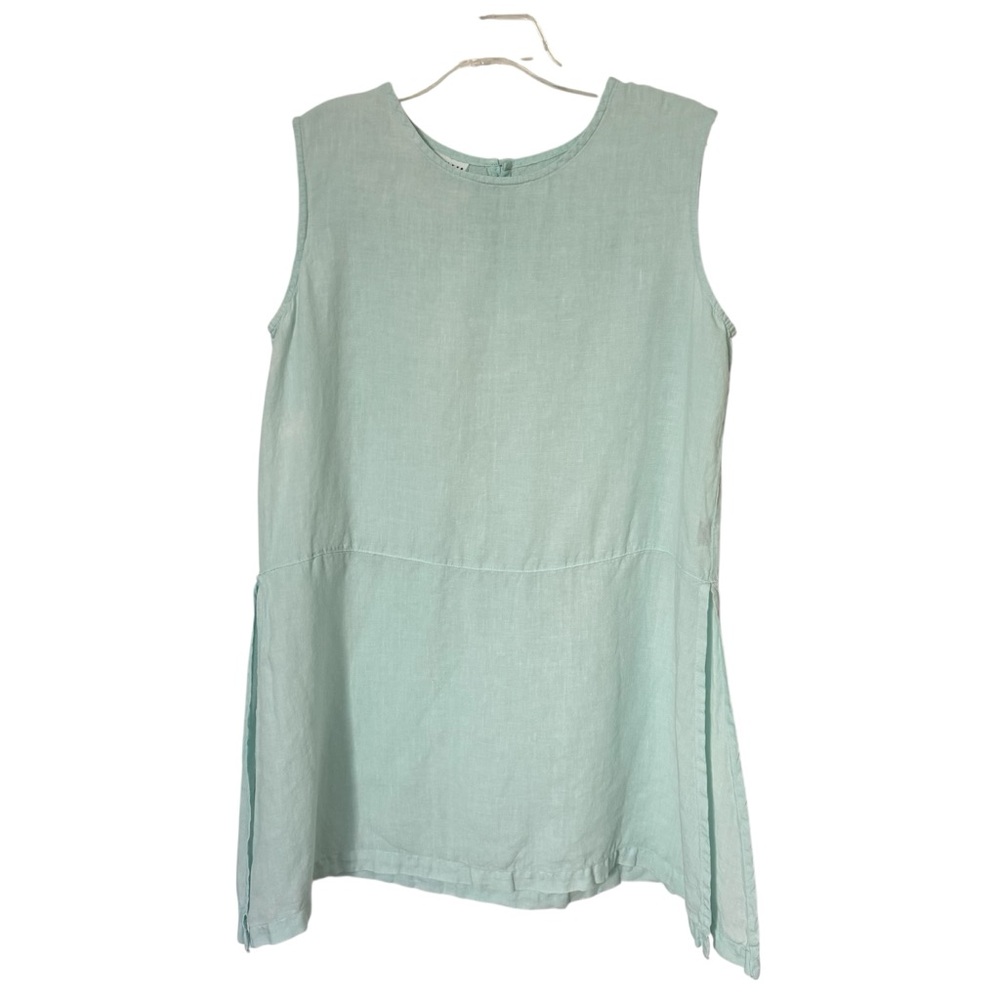 Bryn Walker Side Slit 100% Linen Sleeveless Tunic Top Size S Oversized Fit